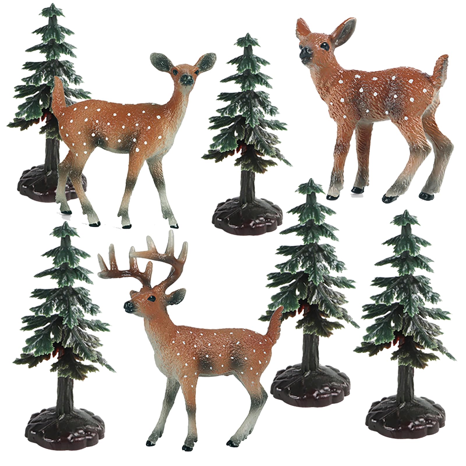 Amazon.co.jp: AENIMELY シカ鹿のフィギュア8個とクリスマスツリー